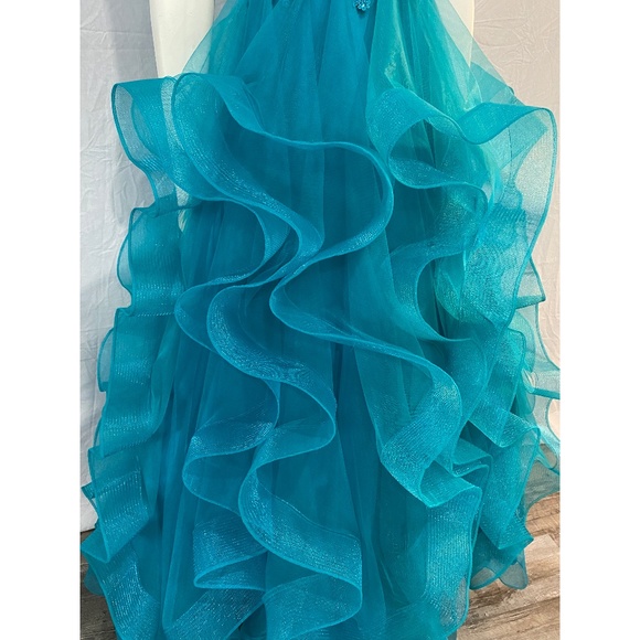 NWT Teal Blue Grad Pageant Dress - Picture 6 of 7